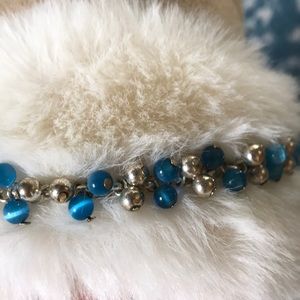 Blue tigers eye bead and silver bracelet